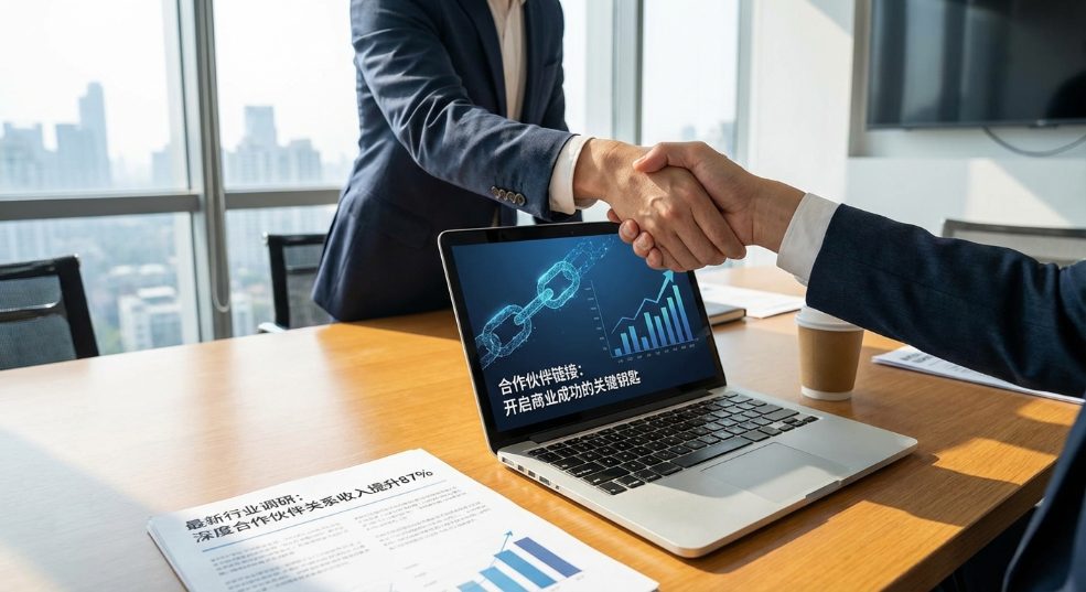 为什么合作伙伴链接能让你的业务飞速成长？最新行业调研显示，建立深度合作伙伴关系的企业，比孤军奋战的企业收入提升了87%。当你还在犹豫是否应该开启商业合作，或是苦第一张图