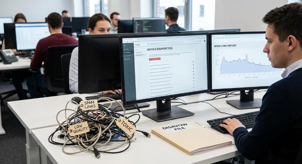 合理清理链接、正确使用Disavow拒绝链接工具，已成为SEO从业者必备的技能。随着搜索引擎算法不断变得智能，垃圾外链的危害也愈发明显。你是否曾因大量垃圾外链被第二张图